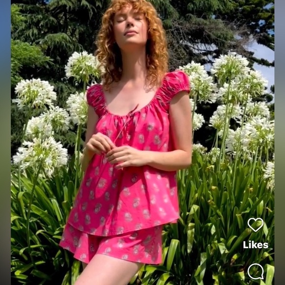 Steele The Label NWOT Pink Oleander Print Cassie Top and Cara Shorts Size Small
